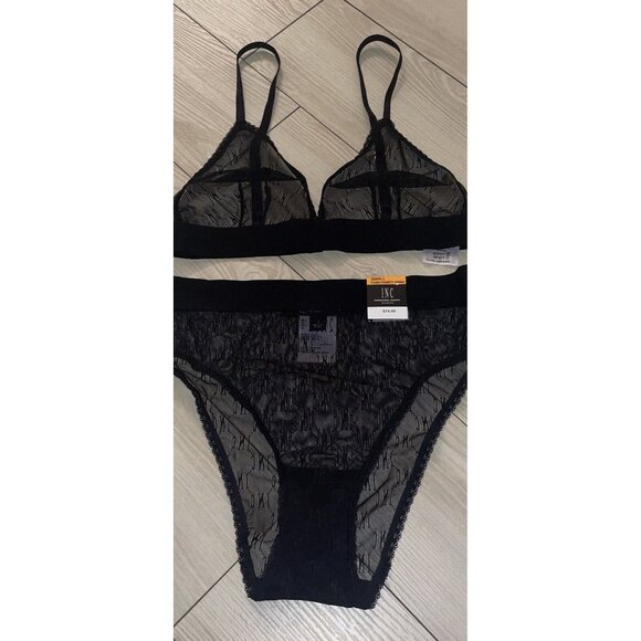INC International Concepts 2 Piece Monogram Lace Bra Panty Set Womens S Small - Picture 2 of 4